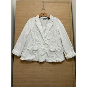 Eddie Bauer White Lightweight Blazer Jacket Size XL Drawstring Waist
